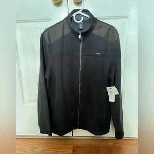 Calvin Klein Jeans Men’s long sleeve full zip mock neck black jacket, size M